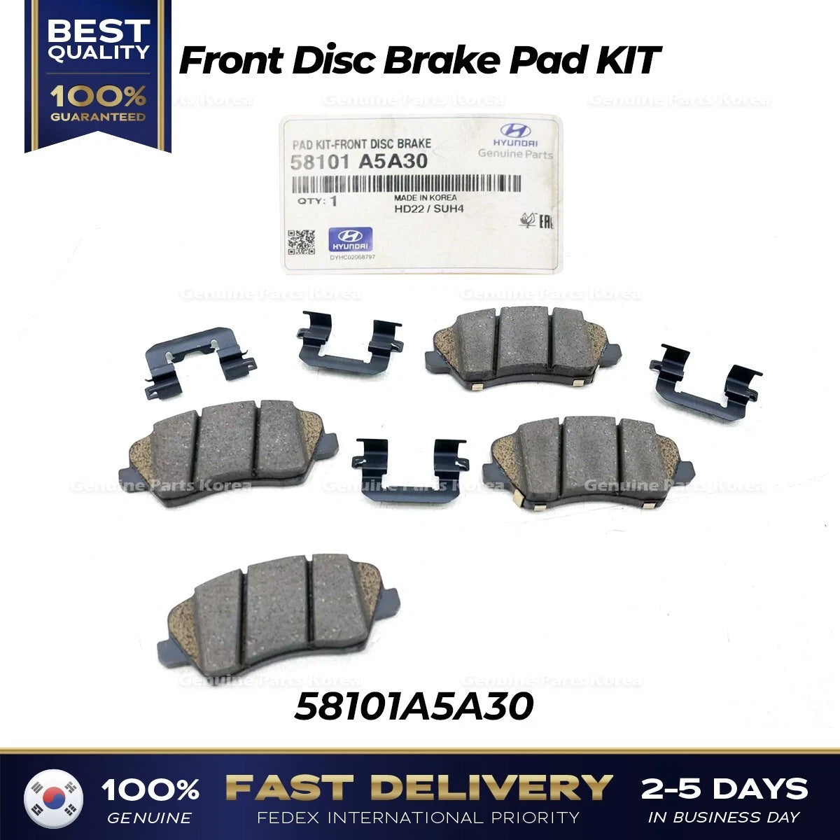 ⭐Genuine⭐ Front Disc Brake Pad KIT 58101A5A30 for Hyundai Elantra GT