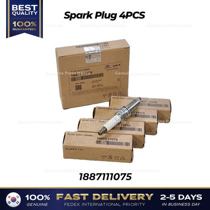 Genuine Spark Plug 4PCS 1887111075 for Hyundai Elantra Kona Kia Niro