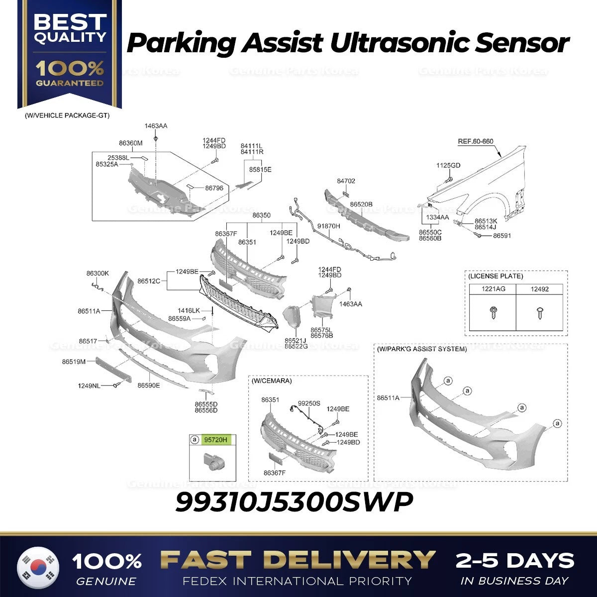 ⭐Genuine⭐ Parking Assist Ultrasonic Sensor 99310J5300SWP for Kia Stinger
