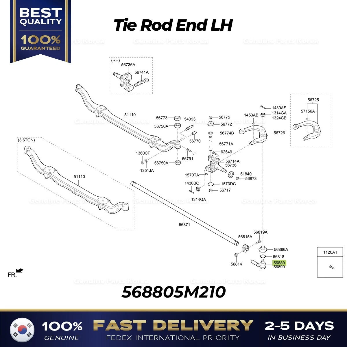 ⭐Genuine⭐ Tie Rod End LH 568805M210 for Hyundai Mighty