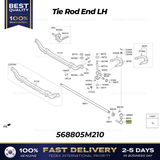 ⭐Genuine⭐ Tie Rod End LH 568805M210 for Hyundai Mighty