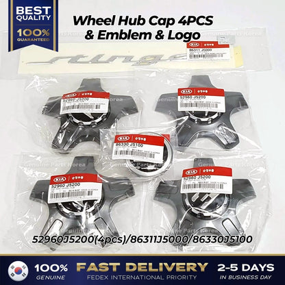 Genuine Wheel Hub Cap 4PCS & Emblem & Logo for Kia Stinger