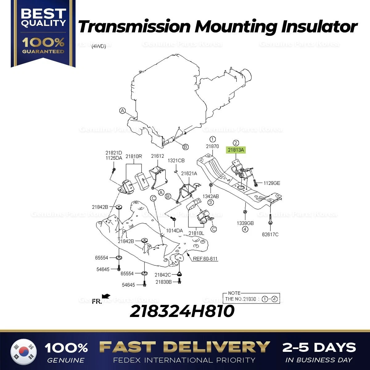 ⭐Genuine⭐ Transmission Mounting Insulator 218324H810 for Hyundai Grand Starex