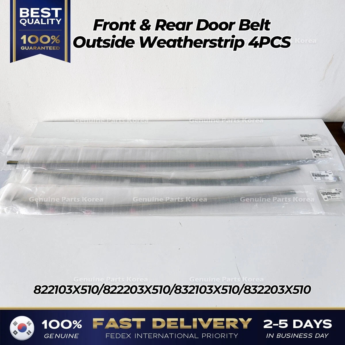 ⭐Genuine⭐ Front & Rear Door Belt Outside Weatherstrip 4PCS SET for Elantra