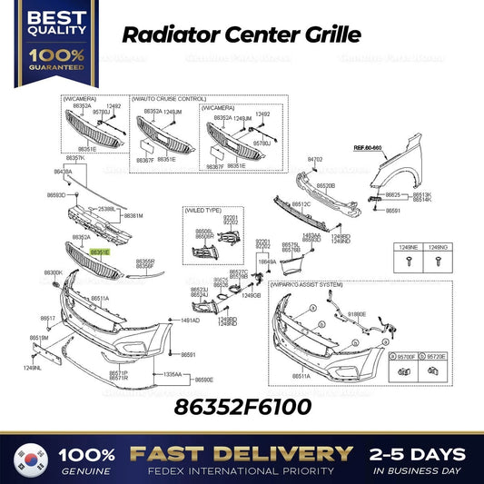 ⭐Genuine⭐ Radiator Center Grille 86352F6100 for Kia K7