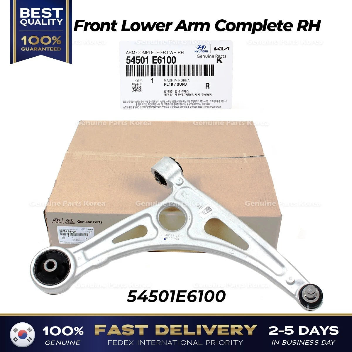 ⭐Genuine⭐ Front Lower Arm Complete RH 54501E6100 for Hyundai Sonata Kia Optima