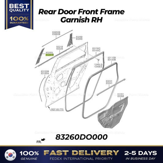 ⭐Genuine⭐ Rear Door Front Frame Garnish RH 83260DO000 for Kia EV9