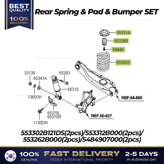 ⭐Genuine⭐ Rear Spring & Pad & Bumper SET for Hyundai Santa Fe