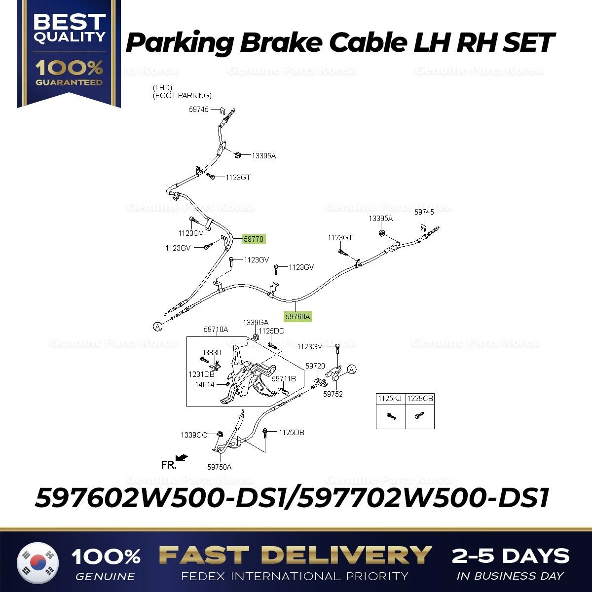 ⭐Genuine⭐ Parking Brake Cable LH RH SET for Hyundai Santa Fe