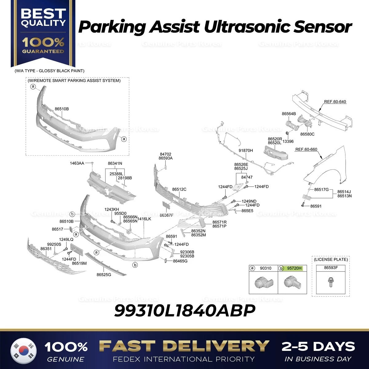 ⭐Genuine⭐ Parking Assist Ultrasonic Sensor 99310L1840ABP for Kia K5