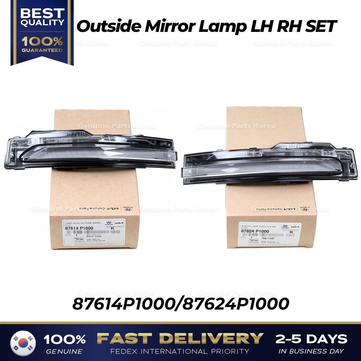 ⭐Genuine⭐ Outside Mirror Lamp LH RH SET 87614P1000 87624P1000 for Kia Sportage