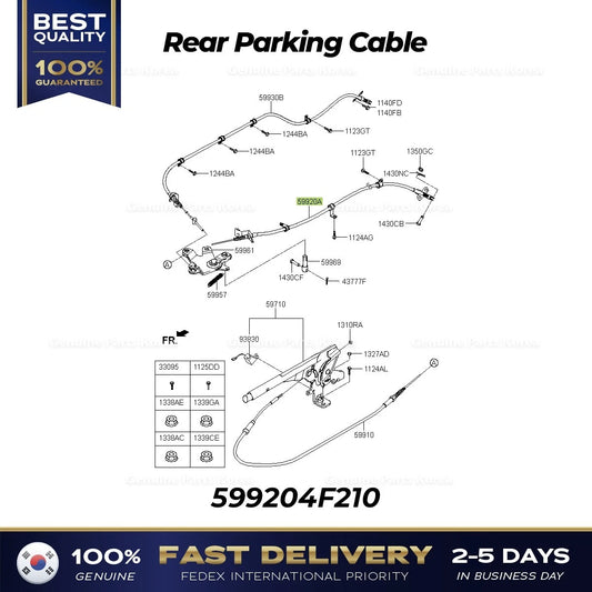 ⭐Genuine⭐ Rear Parking Cable 599204F210 for Hyundai Porter II