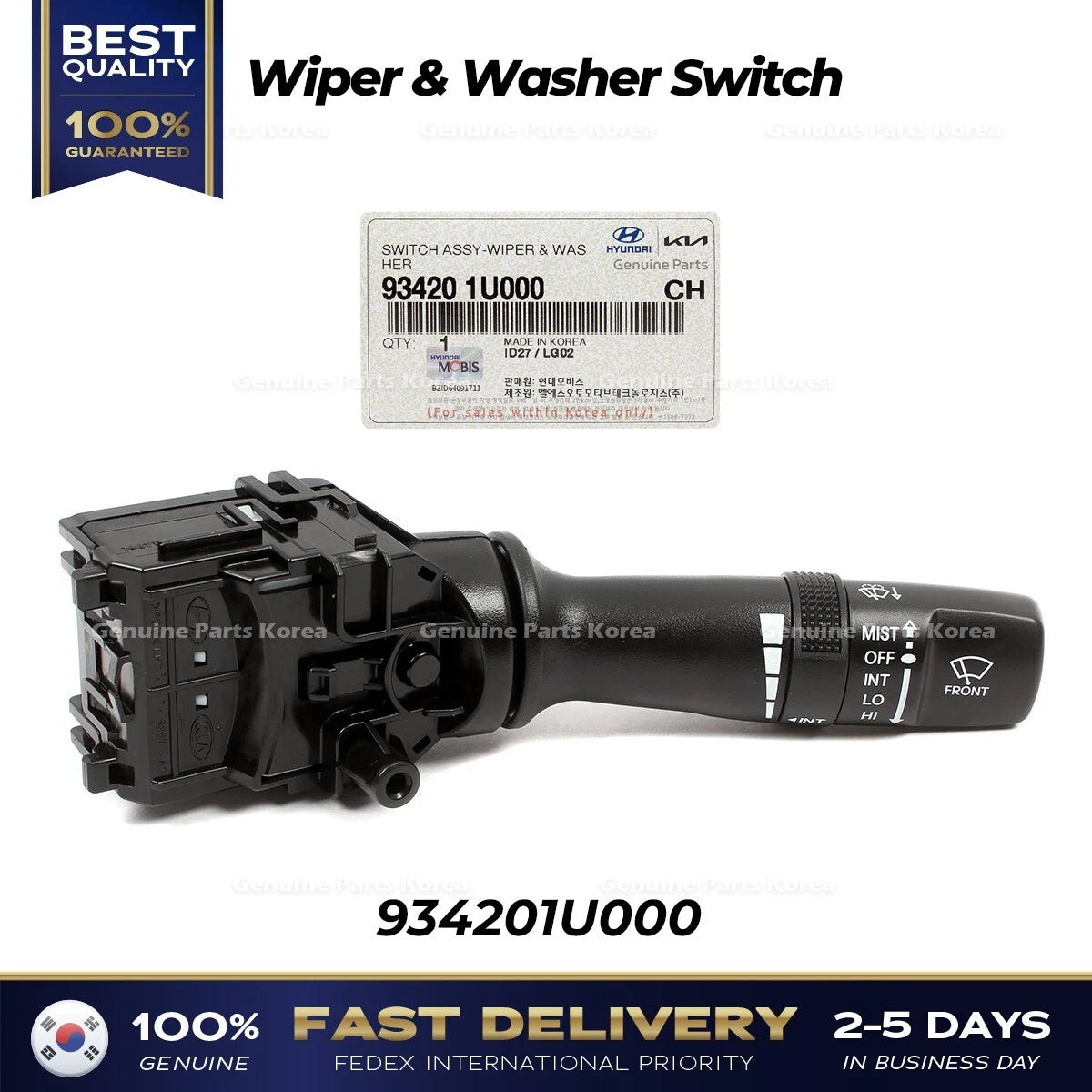 ⭐Genuine⭐ Wiper & Washer Switch 934201U000 for Hyundai Elantra Kia Forte