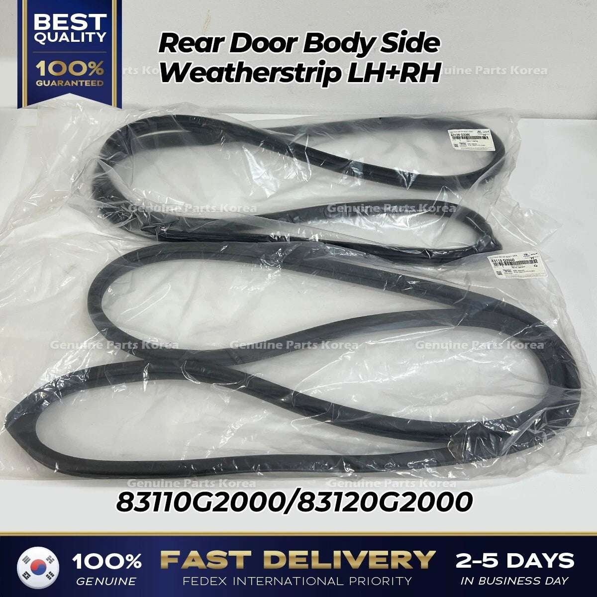 ⭐Genuine⭐ Rear Door Body Side Weatherstrip LH+RH for Hyundai Ioniq