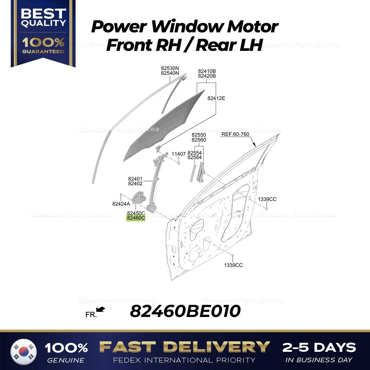 ⭐Genuine⭐ Power Window Motor Front RH/Rear LH 82460BE010 for Hyundai Kona