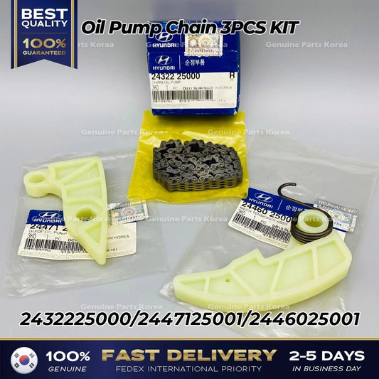 ⭐Genuine⭐ Oil Pump Chain 3PCS KIT 2432225000 for Hyundai Tuscon Kia Sportage