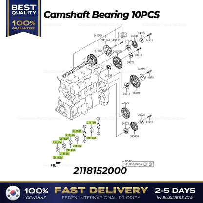 Genuine Camshaft Bearing 10PCS 2118152000 for Hyundai E-County