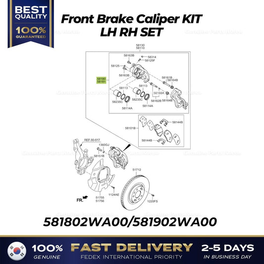 ⭐Genuine⭐ Front Brake Caliper KIT LH RH SET for Hyundai Santa Fe