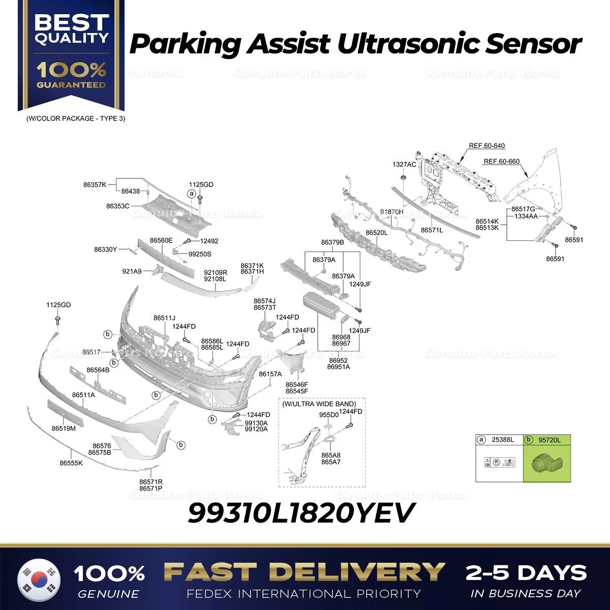 ⭐Genuine⭐ Parking Assist Ultrasonic Sensor 99310L1820YEV for Hyundai Ioniq 5