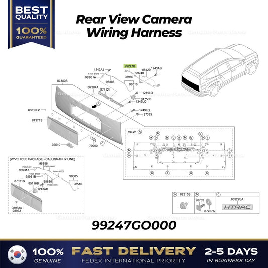 ⭐Genuine⭐ Rear View Camera Wiring Harness 99247GO000 for Hyundai Ioniq 9