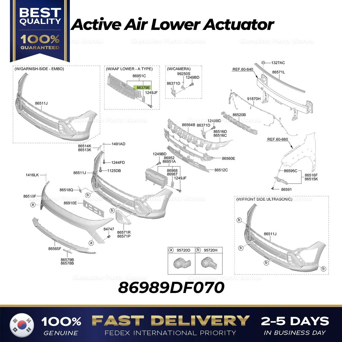 ⭐Genuine⭐ Active Air Lower Actuator 86989DF070 for Hyundai Kona Hybrid