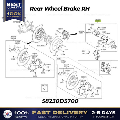 Genuine Rear Wheel Brake RH 58230D3700 for Kia Sportage
