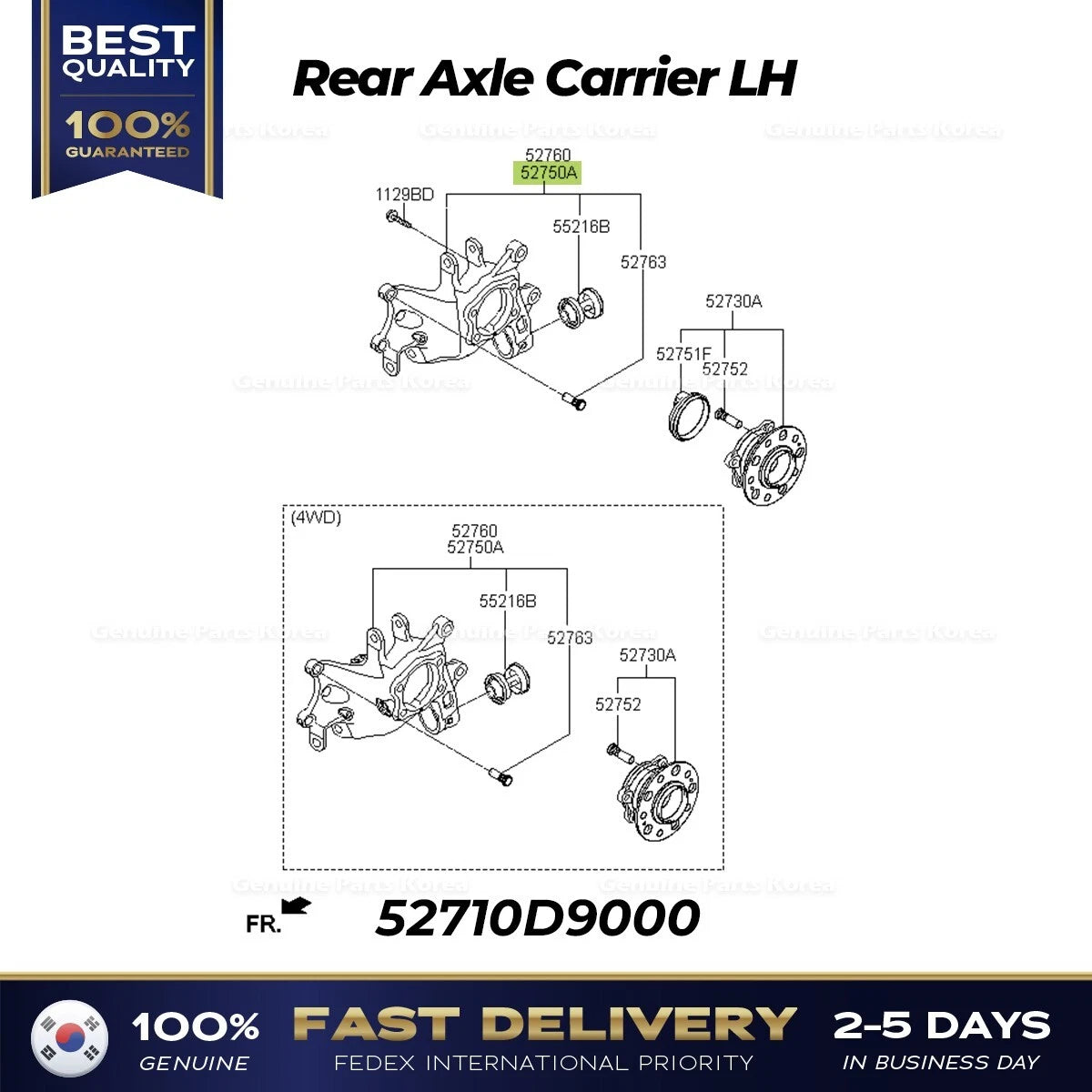 ⭐Genuine⭐ Rear Axle Carrier LH 52710D9000 for Kia Sportage