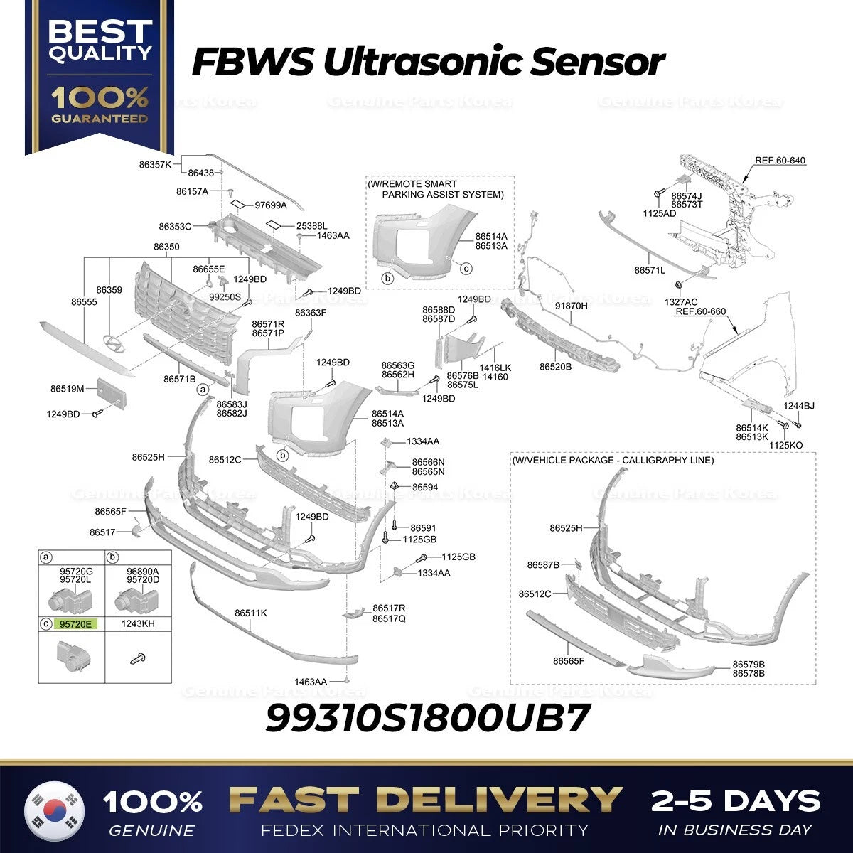 ⭐Genuine⭐ FBWS Ultrasonic Sensor 99310S1800UB7 for Hyundai Palisade