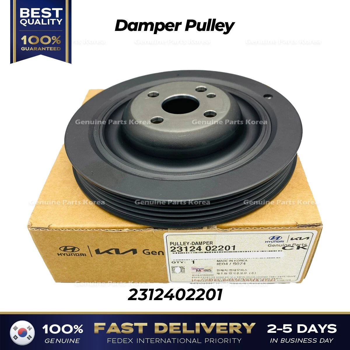 ⭐Genuine⭐ Damper Pulley 2312402201 for Hyundai Getz i10 Kia Picanto