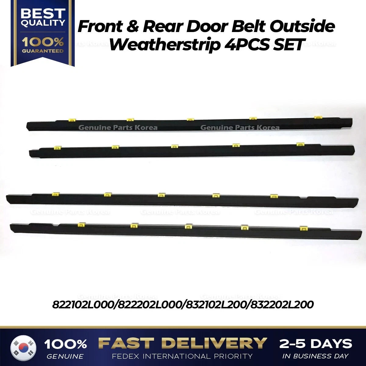 ⭐Genuine⭐ Front & Rear Door Belt Outside Weatherstrip 4PCS SET