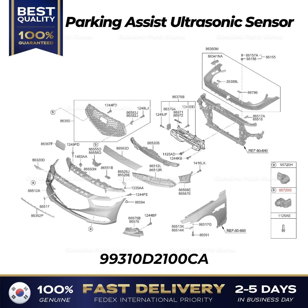 ⭐Genuine⭐ Parking Assist Ultrasonic Sensor 99310D2100CA for Hyundai Genesis G90