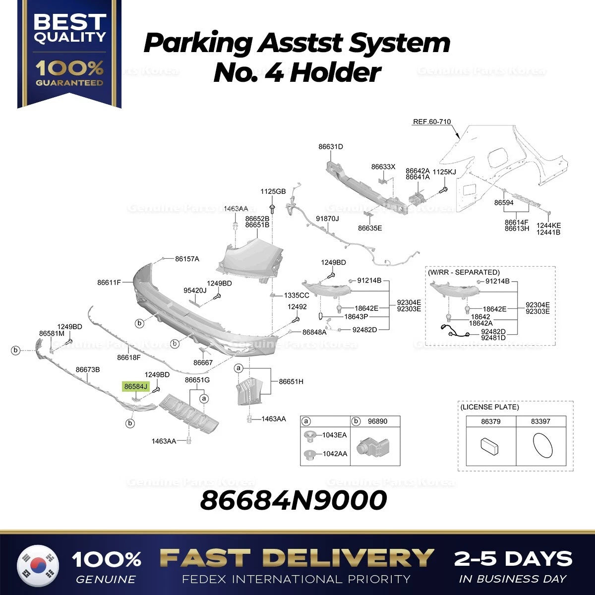 ⭐Genuine⭐ Parking Asstst System No. 4 Holder 86684N9000 for Hyundai Tucson