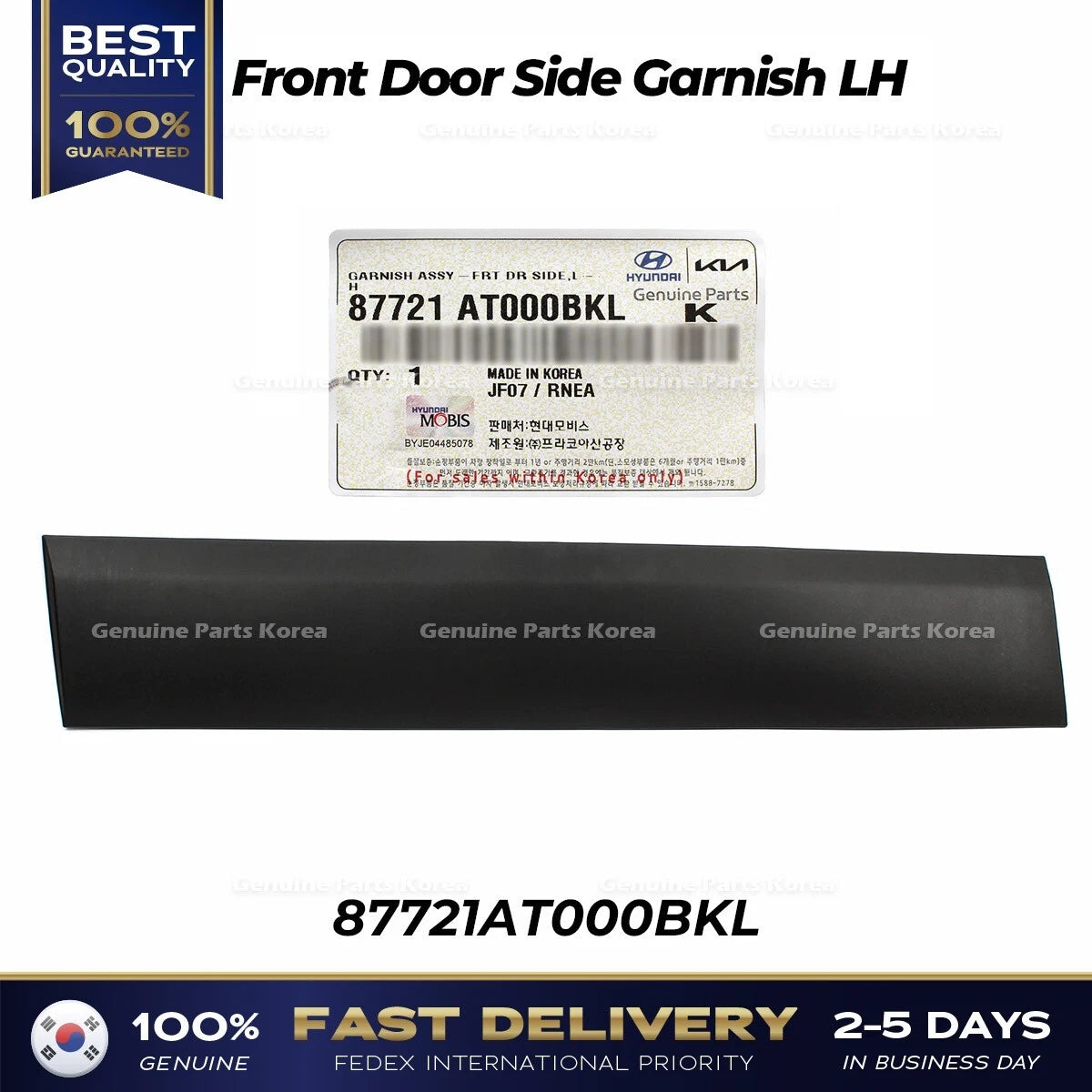 ⭐Genuine⭐ Front Door Side Garnish LH 87721AT000BKL for Kia Niro