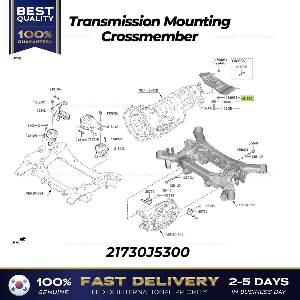 ⭐Genuine⭐ Transmission Mounting Crossmember 21730J5300 for Kia Stinger