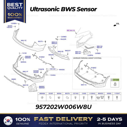 Genuine Ultrasonic BWS Sensor 957202W006W8U for Hyundai Santa Fe