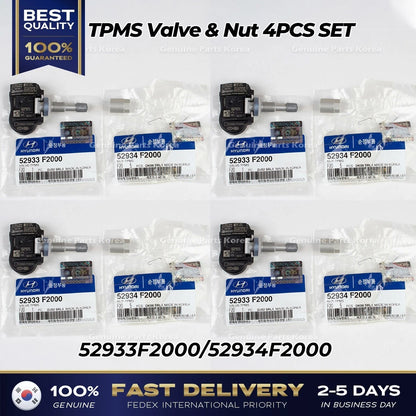 Genuine TPMS Valve & Nut 4PCS SET 52933F2000 for Hyundai Elantra Kona