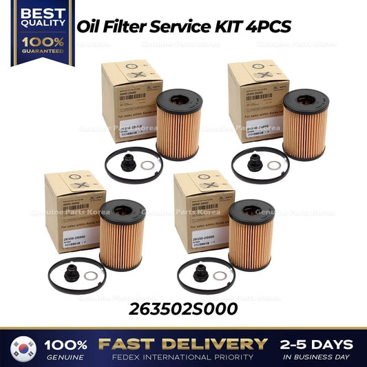⭐Genuine⭐ Oil Filter Service KIT 4PCS 263502S000 for Hyundai Kia