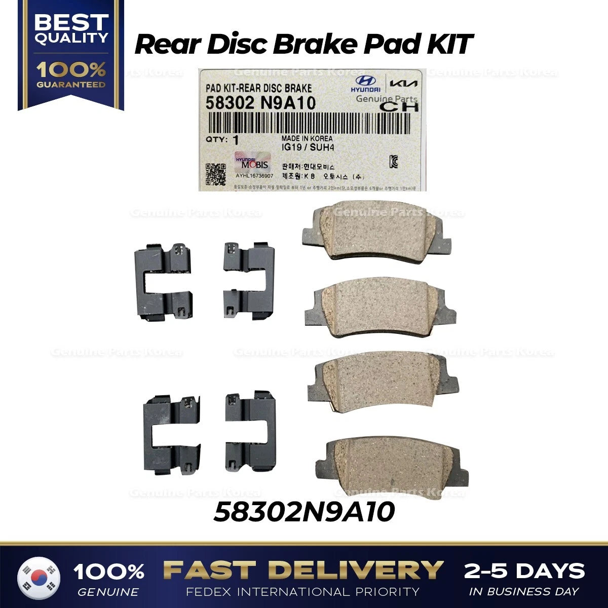 ⭐Genuine⭐ Rear Disc Brake Pad KIT 58302N9A10 for Hyundai Tucson Kia Sportage