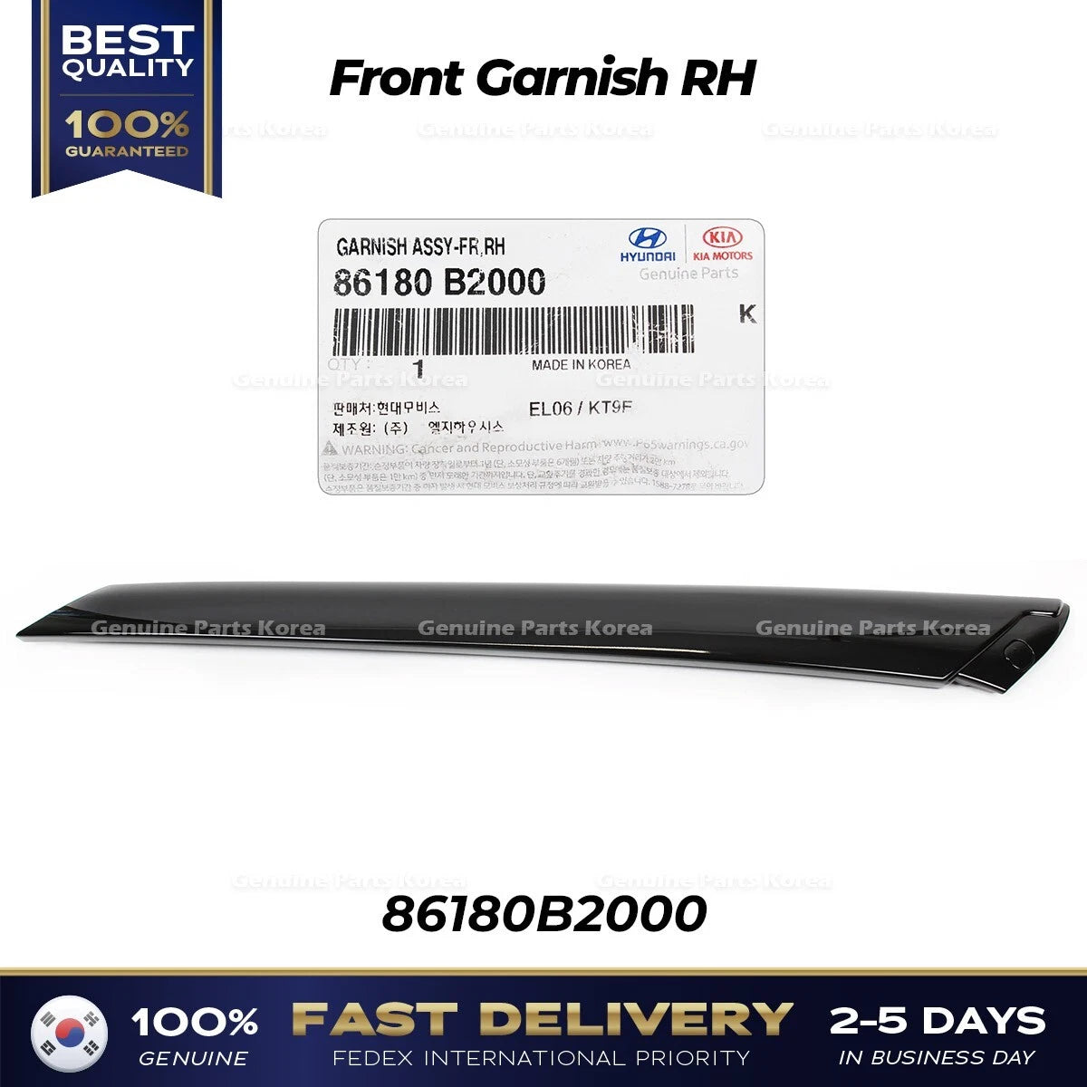 ⭐Genuine⭐ Front Garnish RH 86180B2000 for Kia Soul