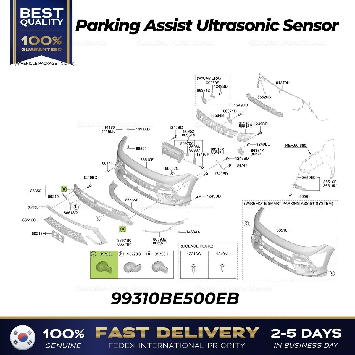 ⭐Genuine⭐ Parking Assist Ultrasonic Sensor 99310BE500EB for Hyundai Kona
