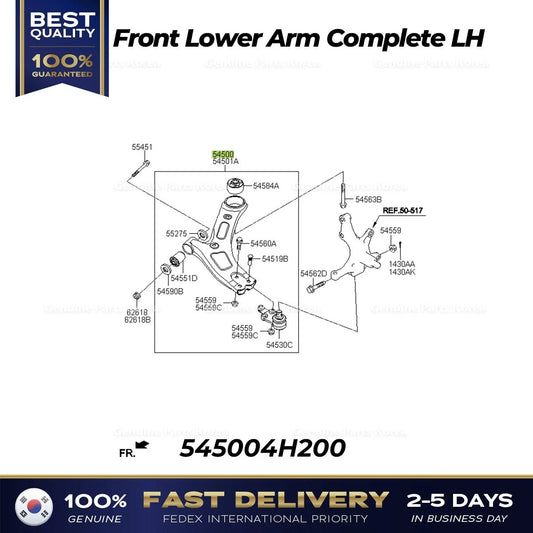 ⭐Genuine⭐ Front Lower Arm Complete LH 545004H200 for Hyundai H1 Grand Starex
