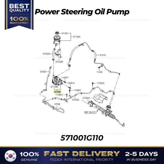 ⭐Genuine⭐ Power Steering Oil Pump 571001G110 for Kia Rio