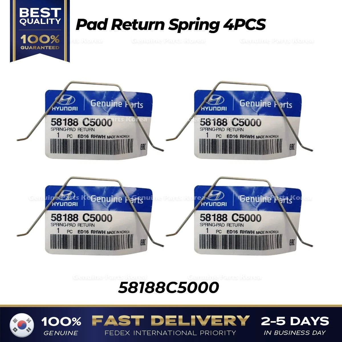 ⭐Genuine⭐ Pad Return Spring 4PCS 58188C5000 for Hyundai Elantra Kia Forte