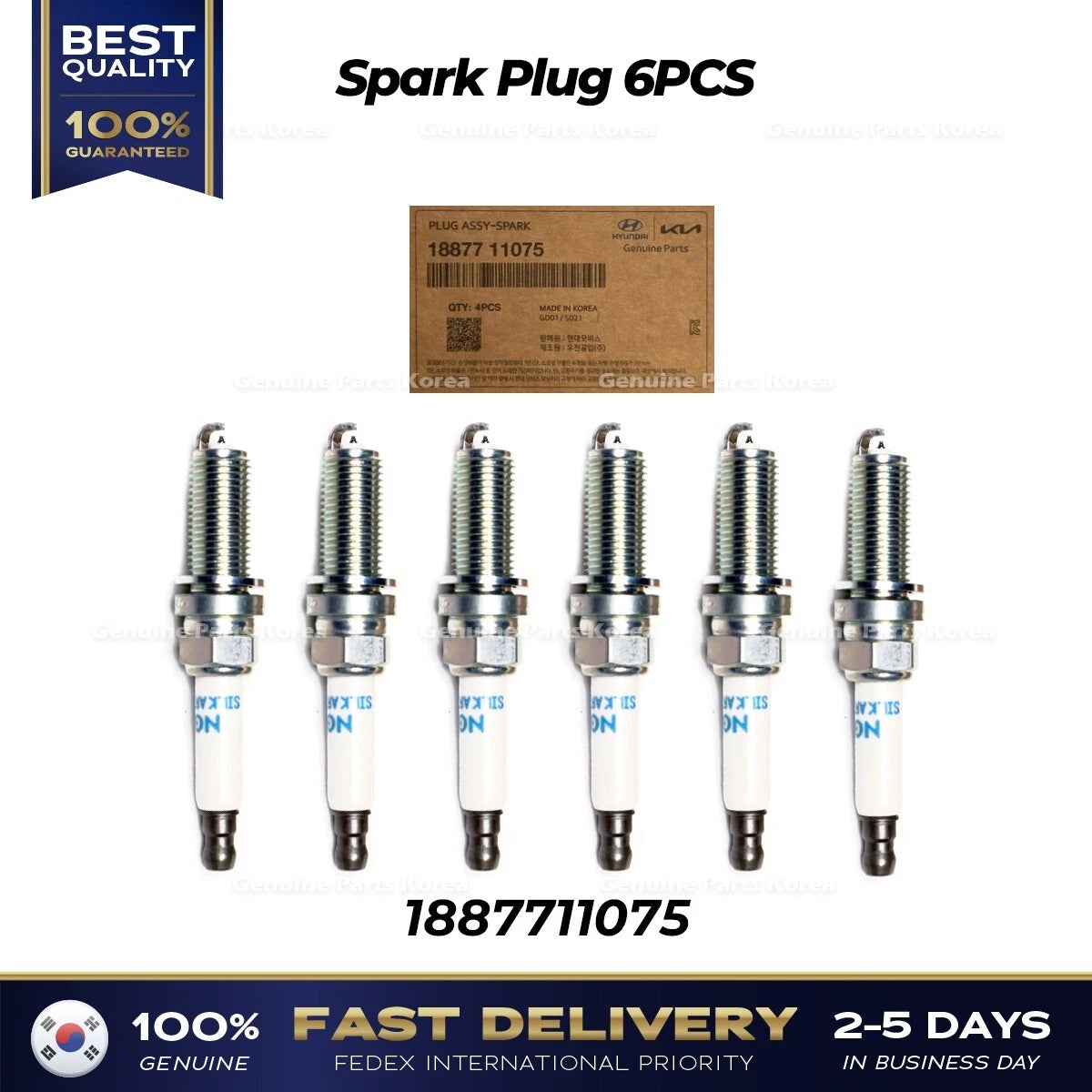 ⭐Genuine⭐ Spark Plug 6PCS 1887711075 for Kia Carnival