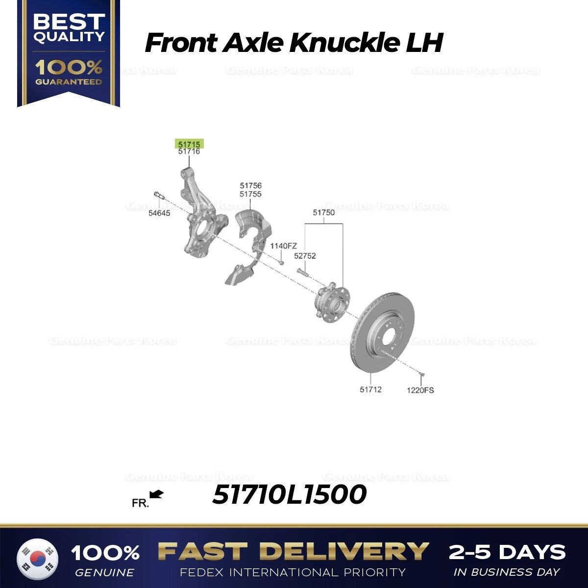 ⭐Genuine⭐ Front Axle Knuckle LH 51710L1500 for Hyundai Sonata