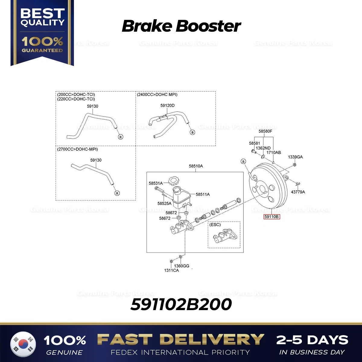 ⭐Genuine⭐ Brake Booster 591102B200 for Hyundai Santa Fe