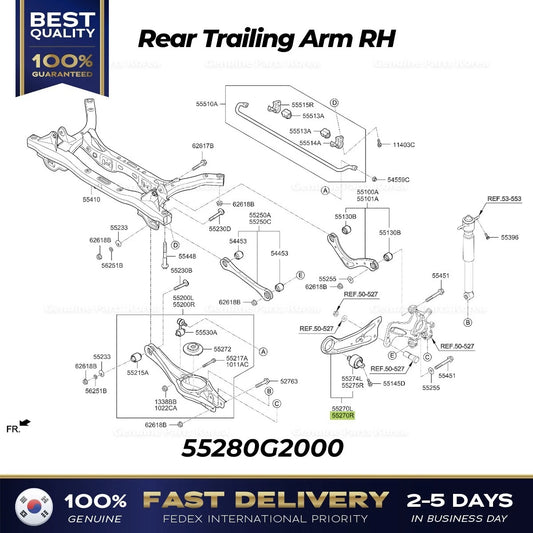 ⭐Genuine⭐ Rear Trailing Arm RH 55280G2000 for Hyundai Ioniq Kia Niro