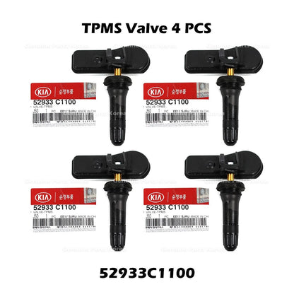 Genuine TPMS Valve 4 PCS 52933C1100 for Hyundai Santa Fe Tucson Kia Sedona