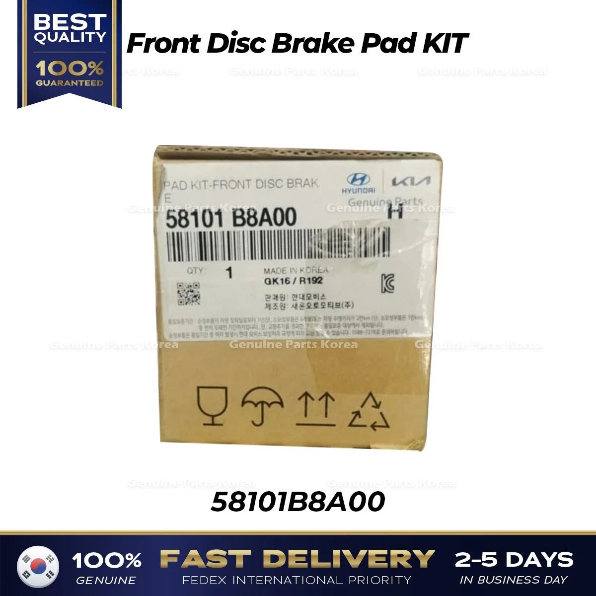 ⭐Genuine⭐ Front Disc Brake Pad KIT 58101B8A00 for Hyundai Maxcruz