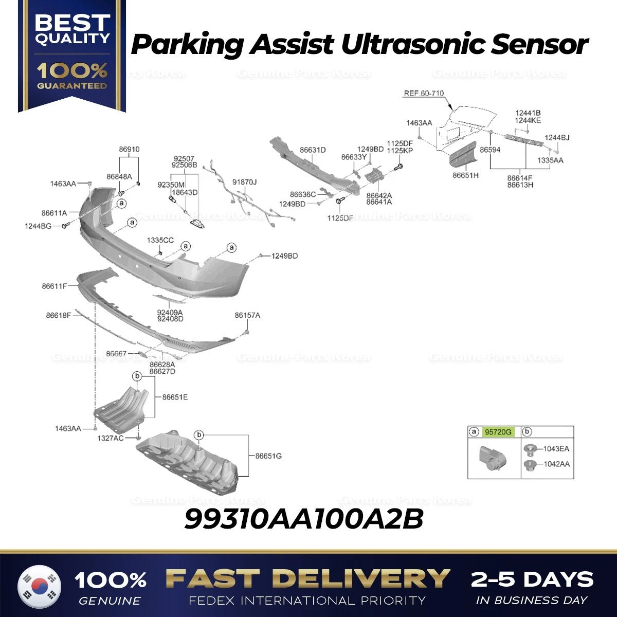 ⭐Genuine⭐ Parking Assist Ultrasonic Sensor 99310AA100A2B for Hyundai Elantra